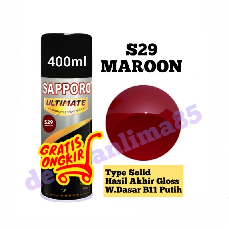Sapporo Ultimate S29 Maroon/merah maron/cat semprot/pylox/pilox/pilok/sepeda/motor/aerosol