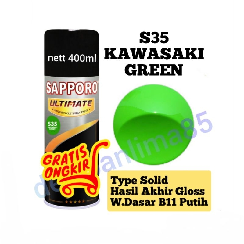 Sapporo Ultimate S35 Kawasaki Green/hijau kawasaki/hijau/green/cat semprot/pylox/pilix/pilok/motor