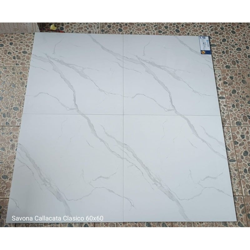 Granit Savona Lantai 60x60 (Glossy) Putih Corak Callacata Clasico