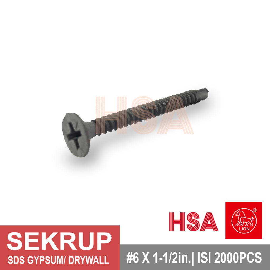 SKRUP SDS GYPSUM / SDS DRYWALL SCREW LION #6 X 1-1/2 | ISI 2000/KTK