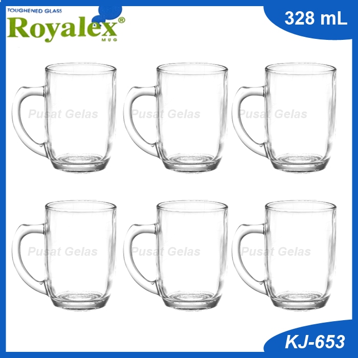 1 SET 6 PCS Royalex Gelas Mug Beer/Gelas Kaca/Tempered Glass/Mug Kaca/Mug Tempered/Mug Kaca/Mug Teh 