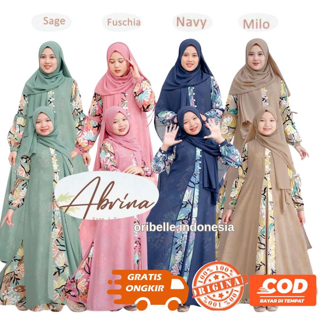 Gamis Couple Ibu dan Anak remaja By Oribelle Kids / Dress + Outer + Pashmina / Gamis Muslim Anak dan
