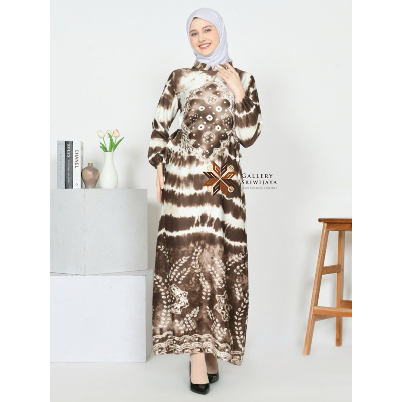 COUPLE GAMIS JUMPUTAN DRESS BATIK PALEMBANG SUTRA SILK INARA PRINTING