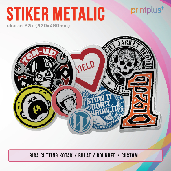 

Print & Cut Sticker Metallic A3+, Cetak Stiker Label Metalik Murah