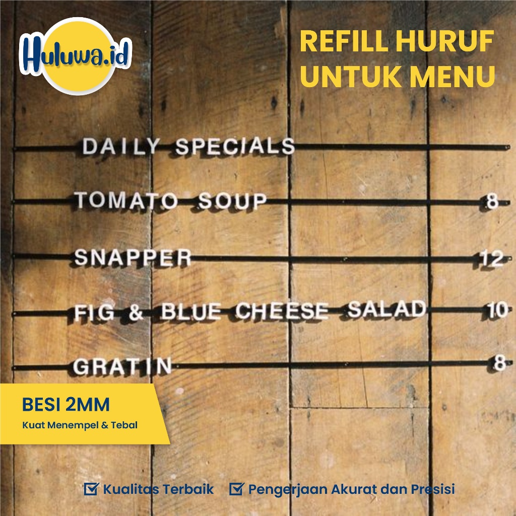 

Huruf Besi / Refill Huruf Untuk Menu / Huruf Menu Magnet