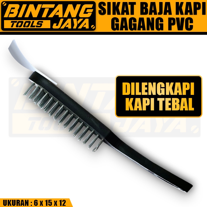 Sikat Baja Kapi Gagang PVC Sikat Kawat Baja 6 Baris Sikat Besi Sikat Kawat