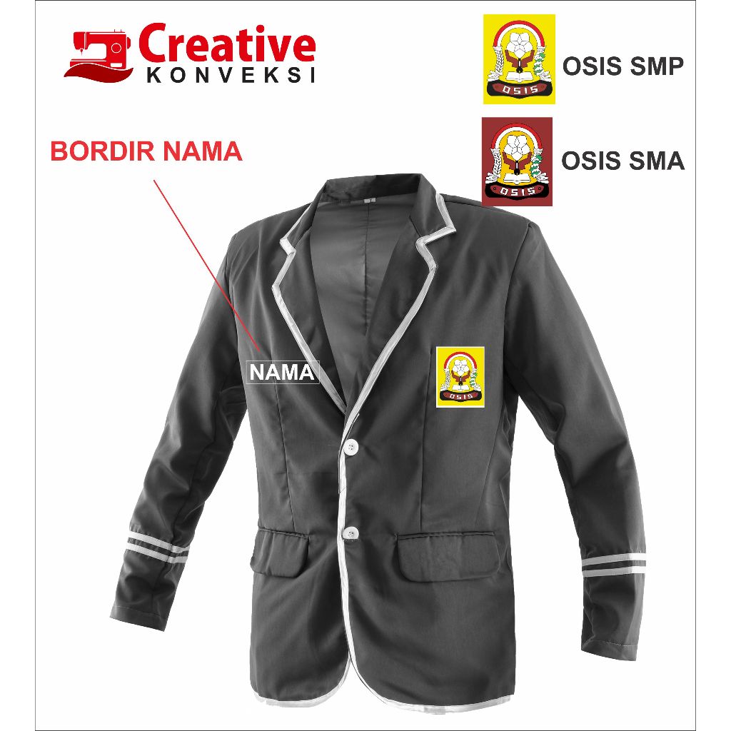 Jas almamater SEKOLAH abu lis putih BISA DI BORDIR / jas osis MPK / blazer sekolah/ almet organisasi