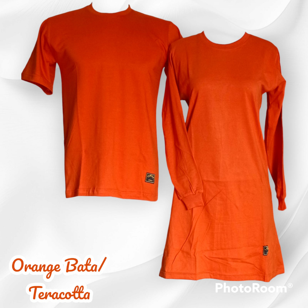 Kaos Polos Orange Oblong Couple Muslimah Seragam Olahraga/Santai/Outbond/Reuni Orange Bata