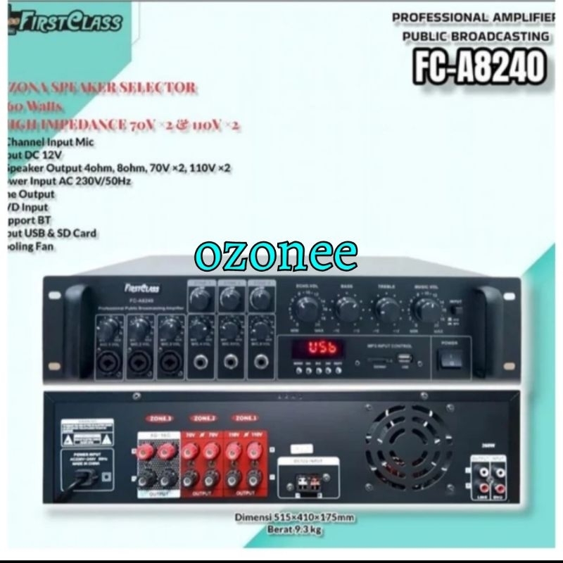 Amplifier Power Mixer Firstclass FC A 8240 FC A8240 260 Watt  3 Zona Speaker  Selector Original