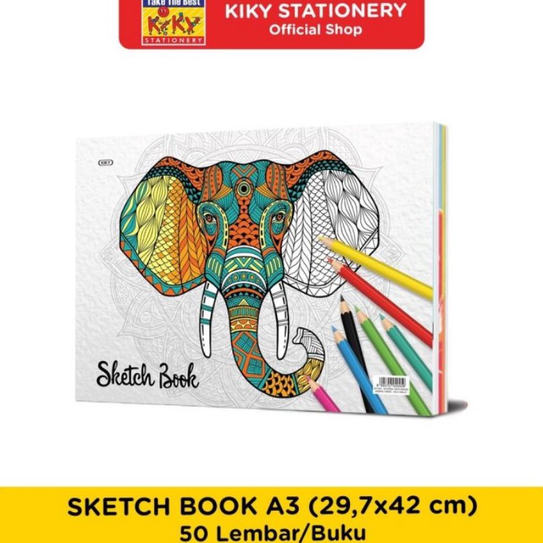 

Sketchbook KIKY ukuran A3 3 x 42 cm 15 gsm 5 lembar Buku sketsa menggambar motif random satuan KODE A5O2