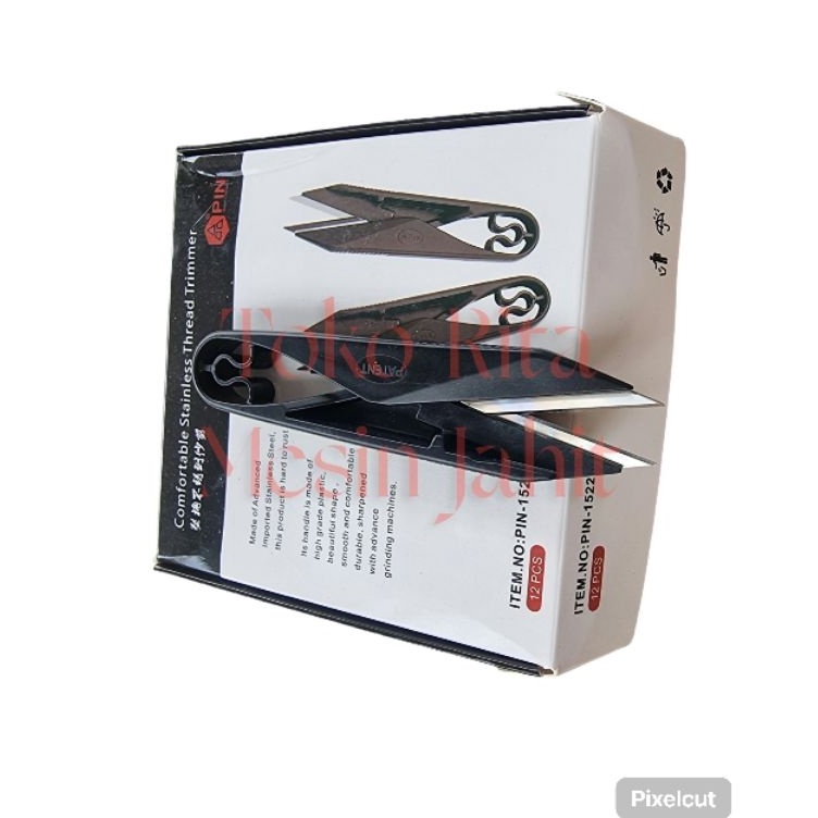 

Satu lusin isi 12 pcs gunting buang benang merk PIN1522 gagang plastik hitam KODE N6H3