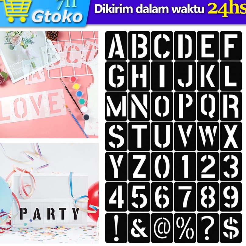 

42PcsSet Stencil Angka Huruf Cetakan Tulisan Alfabet Cat Semprot Plastik Portable Lettering Stencil KODE B7G3