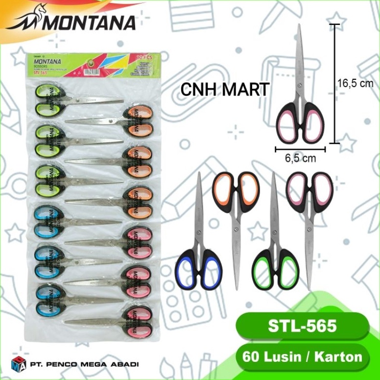 

Gunting STL 565 Montana Gunting Gagang Warna Renceng Montana Gunting Sedang Harga 12Pcs KODE A6Y3