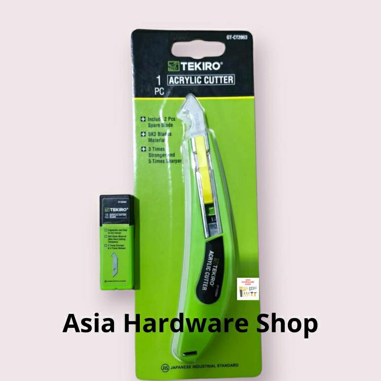 

PAKET PISAU CUTTER ACRYLIC AKRILIK PLASTIK REFILL ISI 1 PCS TEKIRO KODE E3J1