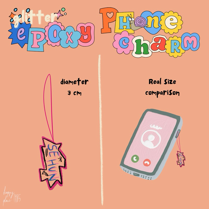 [READY] EXO glitter epoxy phone charm keychain