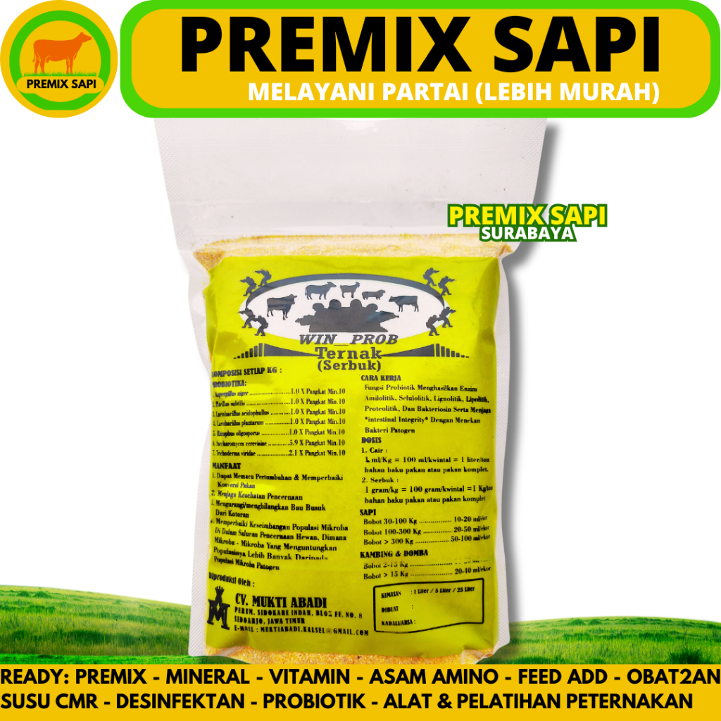 WIN PROB KERING 1 KG - Probiotik Ternak Untuk Fermentasi Pakan & Campur Pakan Sapi Kambing Domba