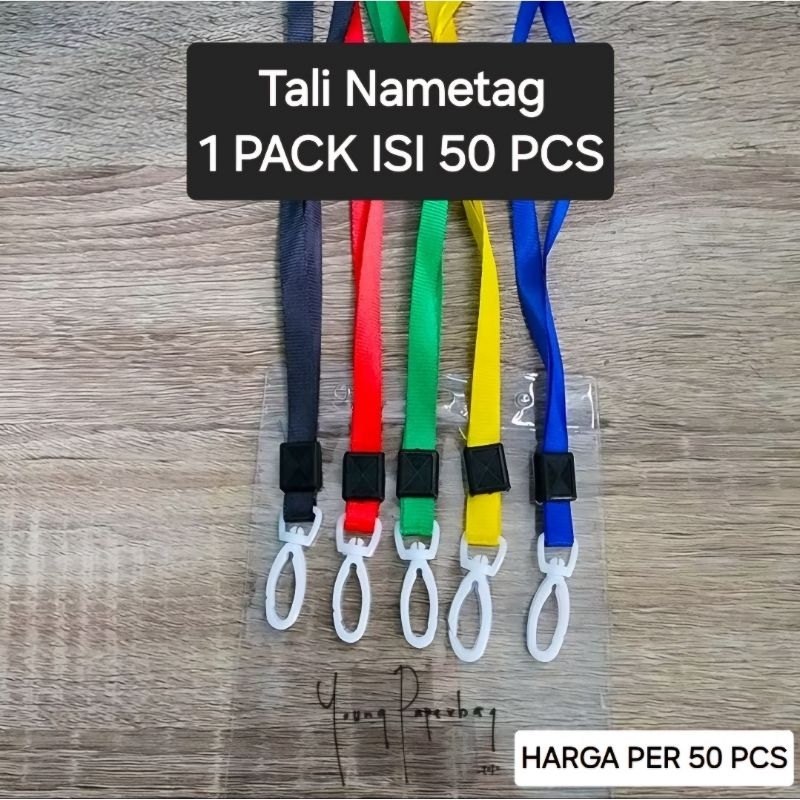 

HJK Tali Lanyard ID Card Nametag Nylon 1 Cm / Tali Gantung Hook Plastik Polos (50 Pcs)