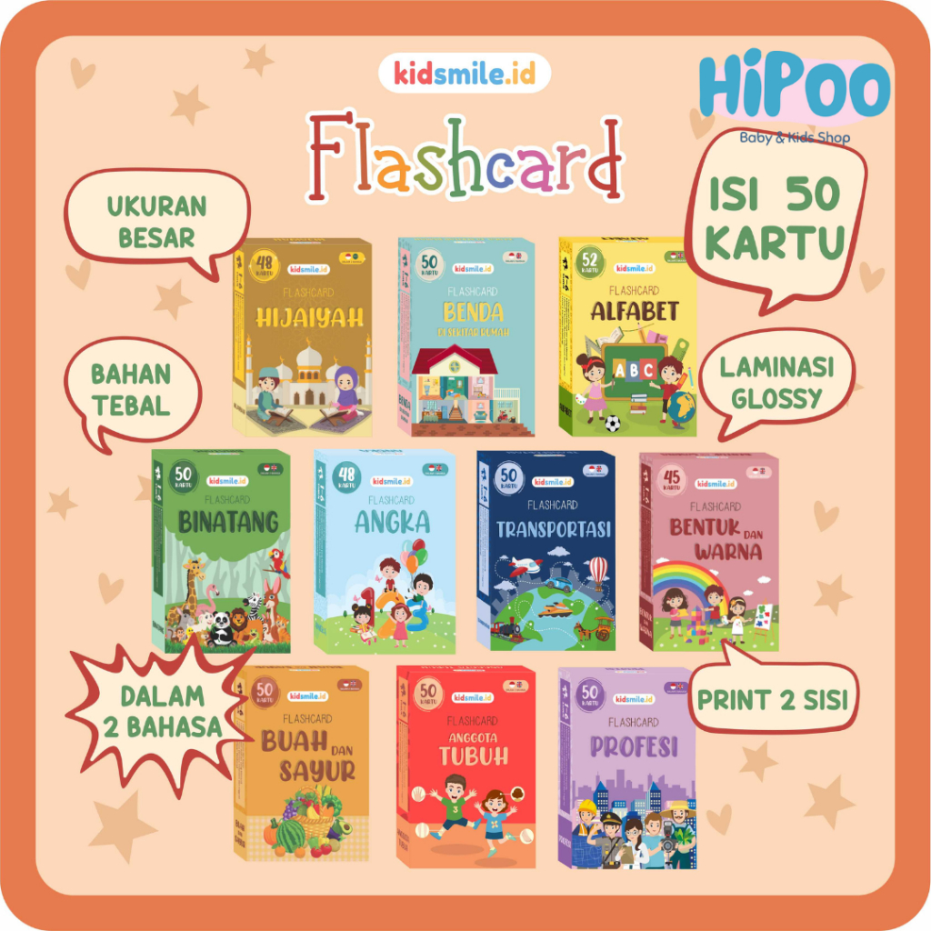 Flash Card Kidsmile Flash card Mainan Edukasi Anak Flashcard Anak Flash Card Edukasi Anak Edukatif