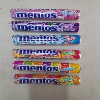 

Mentos permen candy MINT / GRAPE/ PEACH ORANGE / RAINBOW /FRUIT / TUTTI FRUITI 37gr