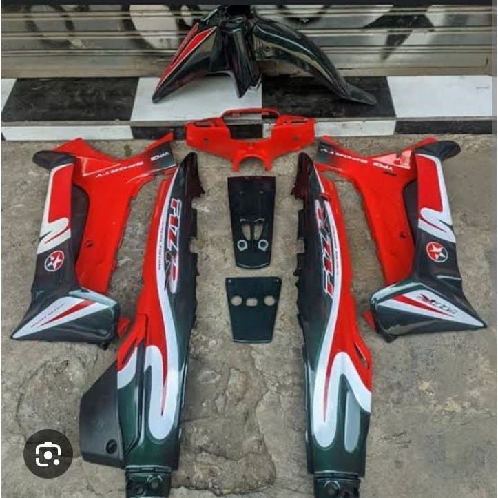 TERLARISSCOVER BODY FULLSET BODI HALUS FULL SET YAMAHA FIZR FIZ R  + STIKER STRIPING WARNA HIJAU TUA
