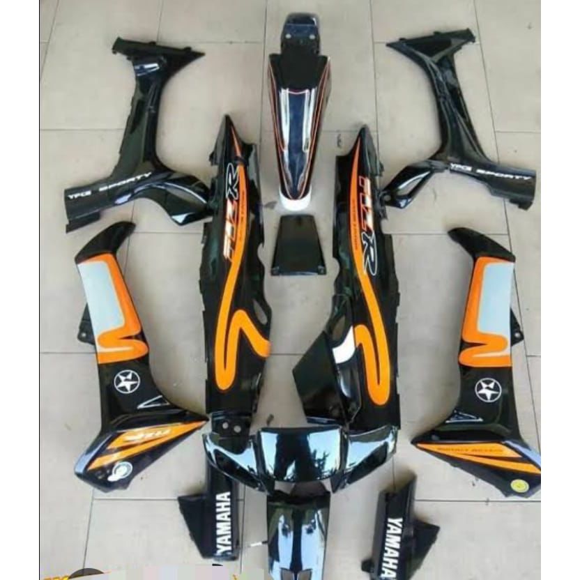 TERLARISSCOVER BODY FULLSET BODI HALUS FULL SET YAMAHA FIZR FIZ R  + STIKER STRIPING WARNA HITAM CAL