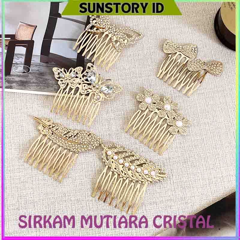 SIRKAM RAMBUT MUTIARA CRISTAL KOREA PREMIUM / SISIR SIRKAM MUTIARA / SIRKAM AKSESORIS TUSUK KONDE