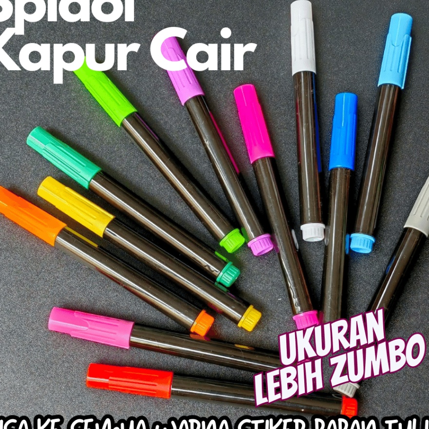 

Super SPIDOL KAPUR CAIR CHALK WATER BASE UNTUK STIKER PAPAN TULIS JUMBO