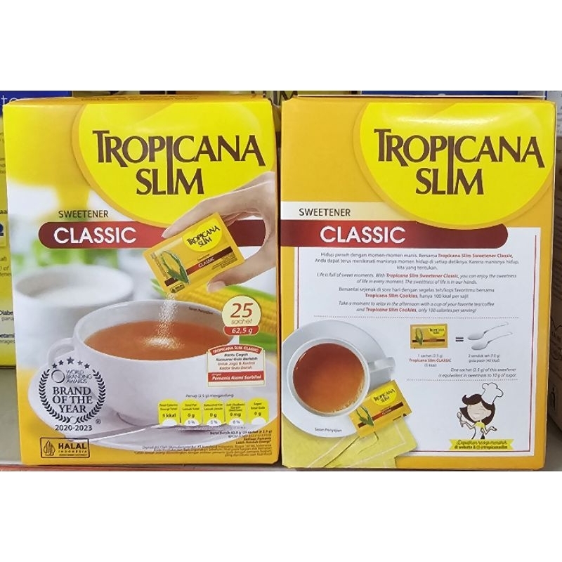 

TROPICANA SLIM Sweetener Classic 62,5g Box (isi 25 sachet×2,5g)