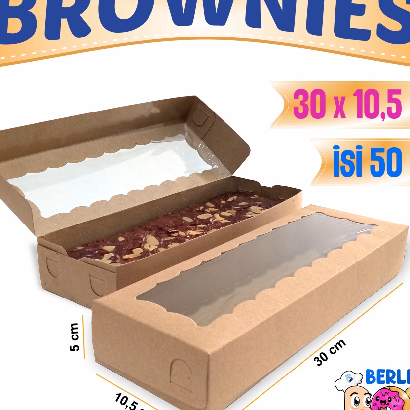 

KF7 Dus Brownies Box Brownies Kraft 3X15X5 isi 5 pcs Tebal Box Kue Bolu Donat Windows