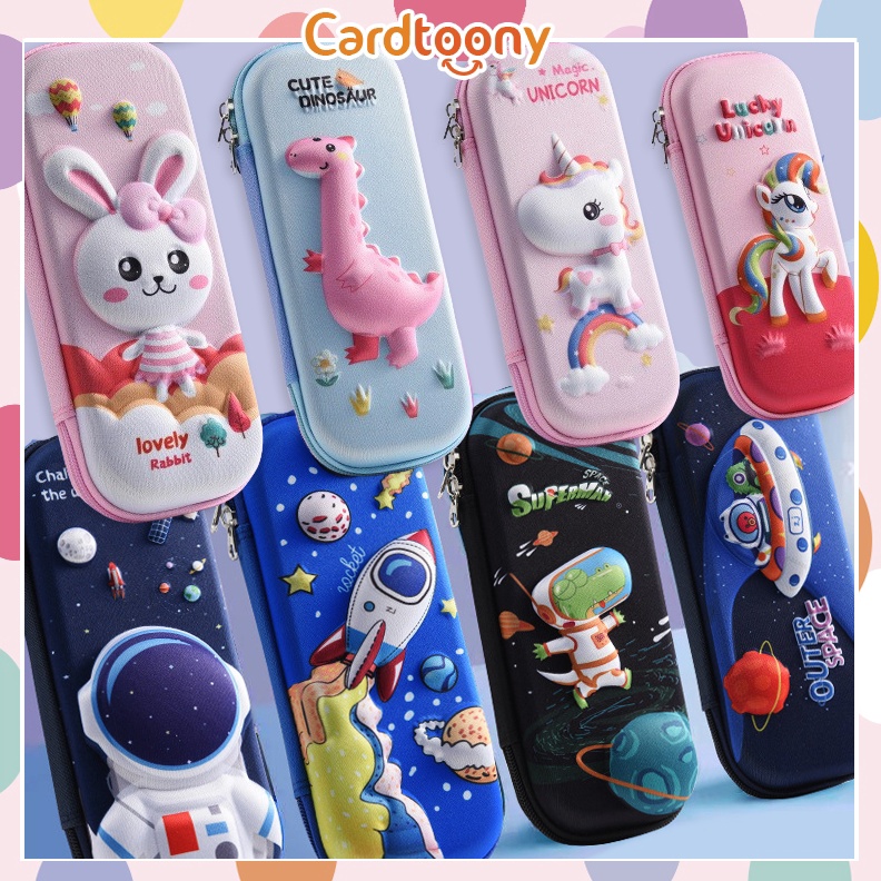 

KODE I2X Tempat Kotak Pensil Timbul 3D Lucu Imut Astronot Kelinci Dino Unicorn Kuda Bear Cute Pensil Case