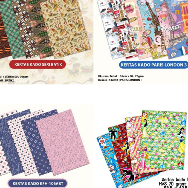 

FG2 FREE BUBBLE WRAP DUS 5 Lembar Kes Kado Aneka Motif Karakter 65 cm x 5 cm7 gsm