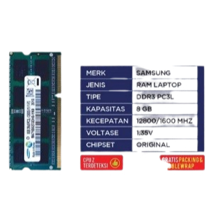 SDRAM Ram Laptop Samsung 8GB DDR3L PC3L 12800U SODIMM