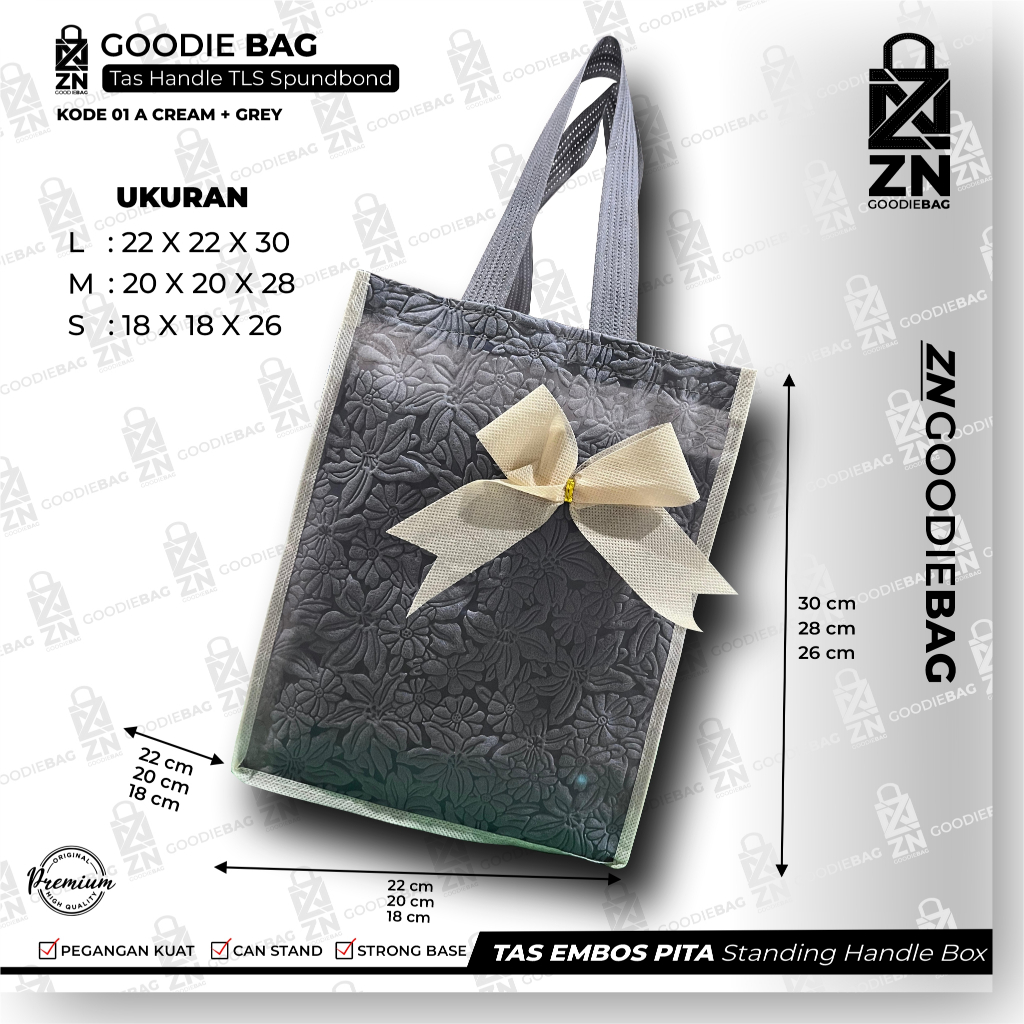 

(10LUSIN) Tas Spunbond Emboss Pita - Goodie bag Handle KODE GB-01
