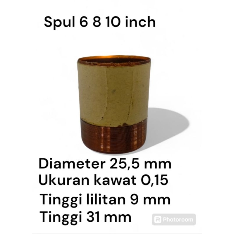 spul spol sepul spool voice coil speaker 6 8 10 inch lubang diameter 25,5 mm