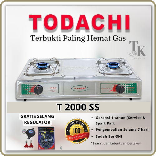 TIARA KOMPOR GAS 2 TUNGKU TODACHI STAINLESS ( LPG / GAS ALAM ) T-2000S