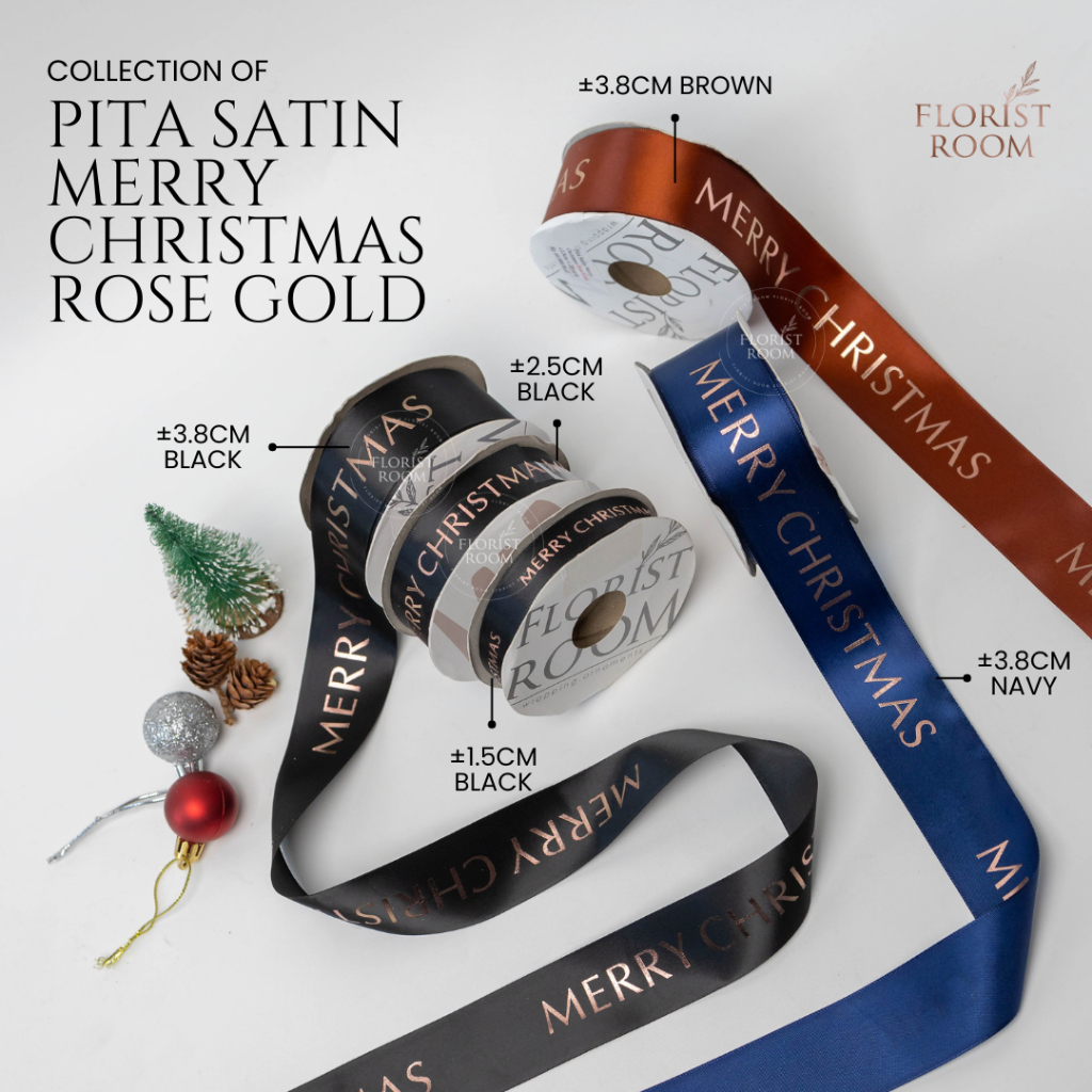 

Pita Satin Merry Christmas Rose Gold - Christmas Ribbon