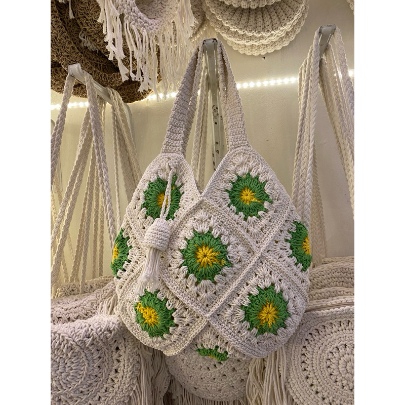 Tas rajut bunga matahari lonceng