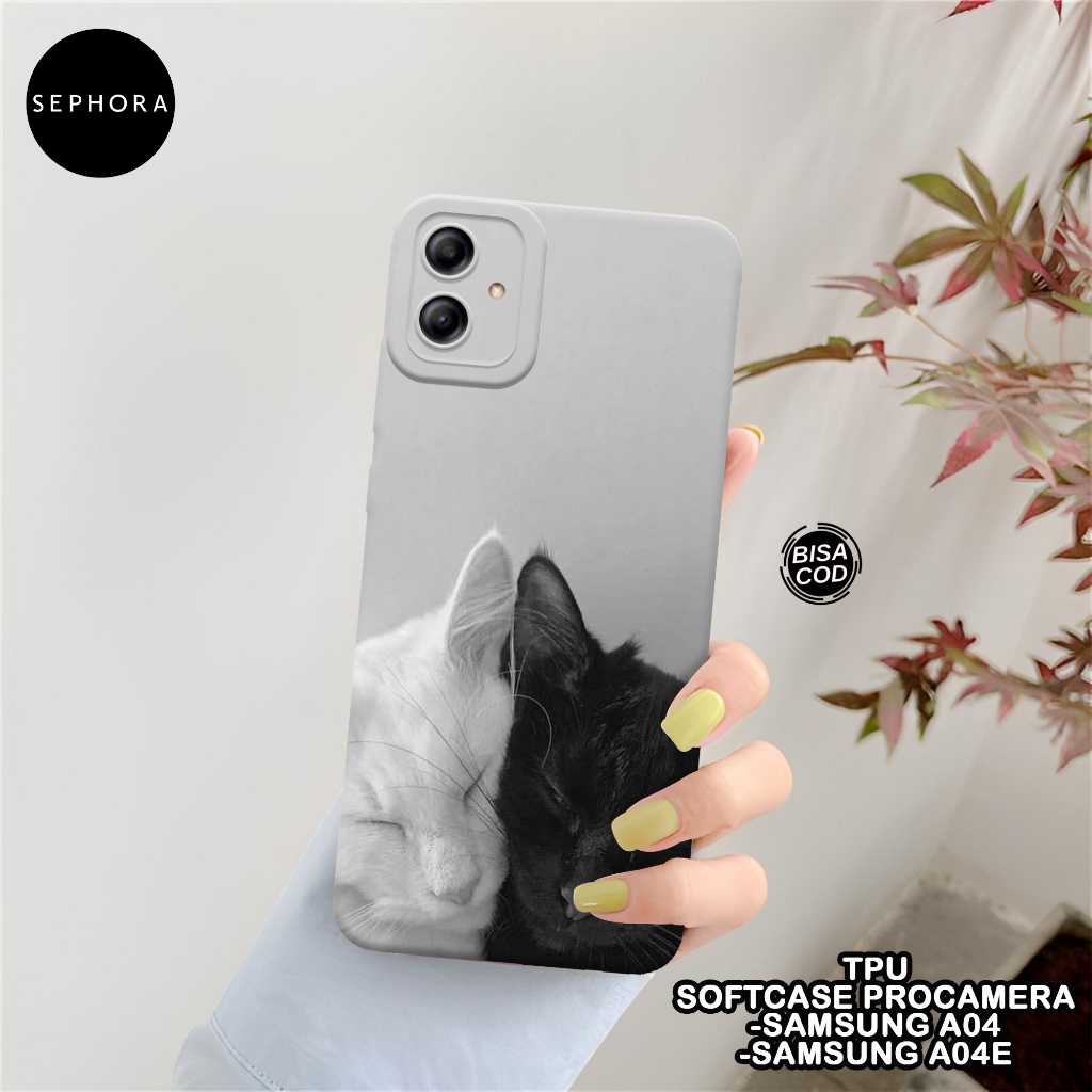 SEPHORA Case Samsung A04 / A04E - Fashion Case Kucing - Softcase Samsung A04 / A04E - Case Pro Camer