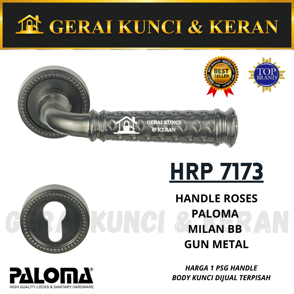 PALOMA HRP 7173 MILAN BB Handle Gagang Pintu Roses Door GUN METAL