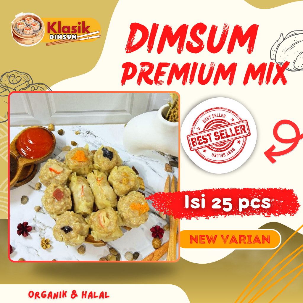 

Dimsum Isi 25pcs Gurih dan Lezat! MIX Frozen Free Saus Merah & Lada Hitam Premium & Halal