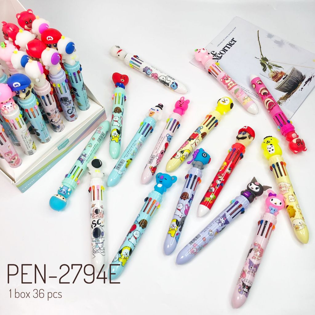 

Pulpen 10 Warna Pena Warna Warni Bolpen Karakter Mekanik Lucu Lotso - My melody - kuromi - astronot