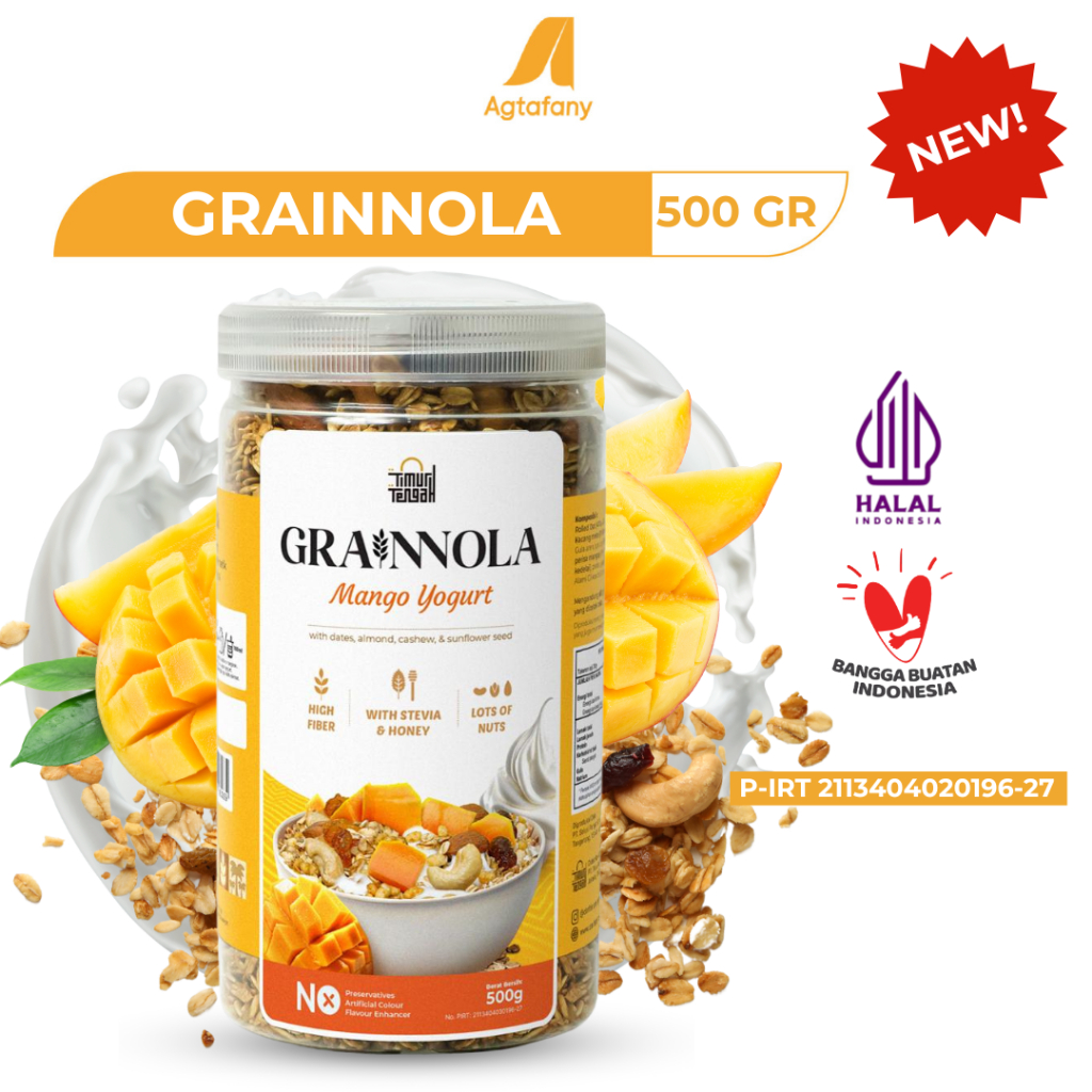 

Granola Mango Yogurt 500 gr Premium Timur Tengah | Grainnola Mangga Yoghurt Camilan Sehat Sereal Makanan Kaya Serat Rendah Kalori