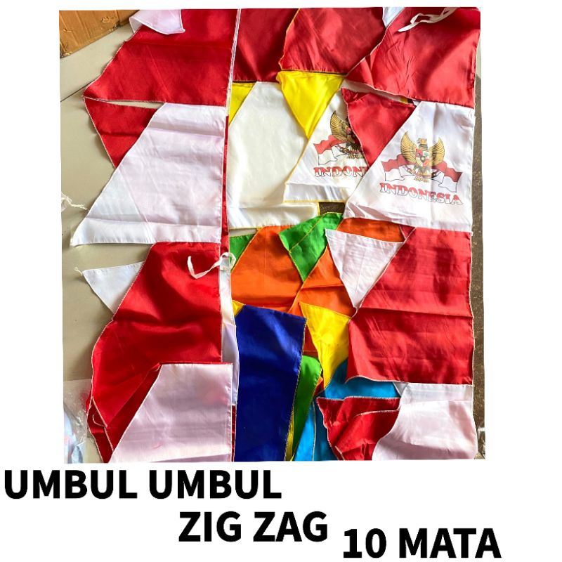 Umbul Umbul Zig Zag 10 Mata / Gergaji Zig Zag 10 Mata Merah Putih. Warna Warni. Warna Warni Garuda