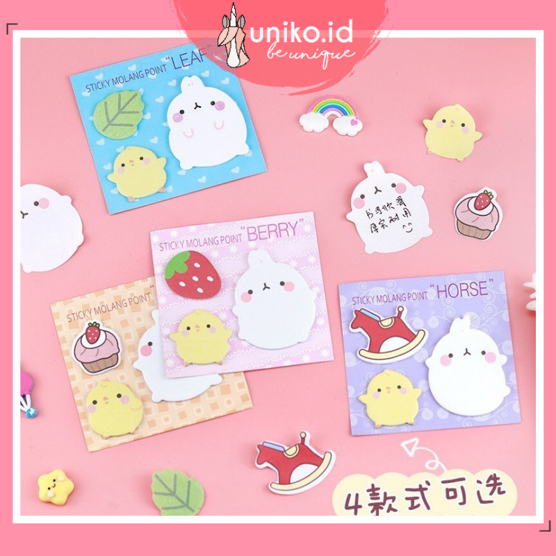 

UNIKO.ID STICKY NOTE MOLANG 3 IN 1 MEMO TEMPEL LUCU