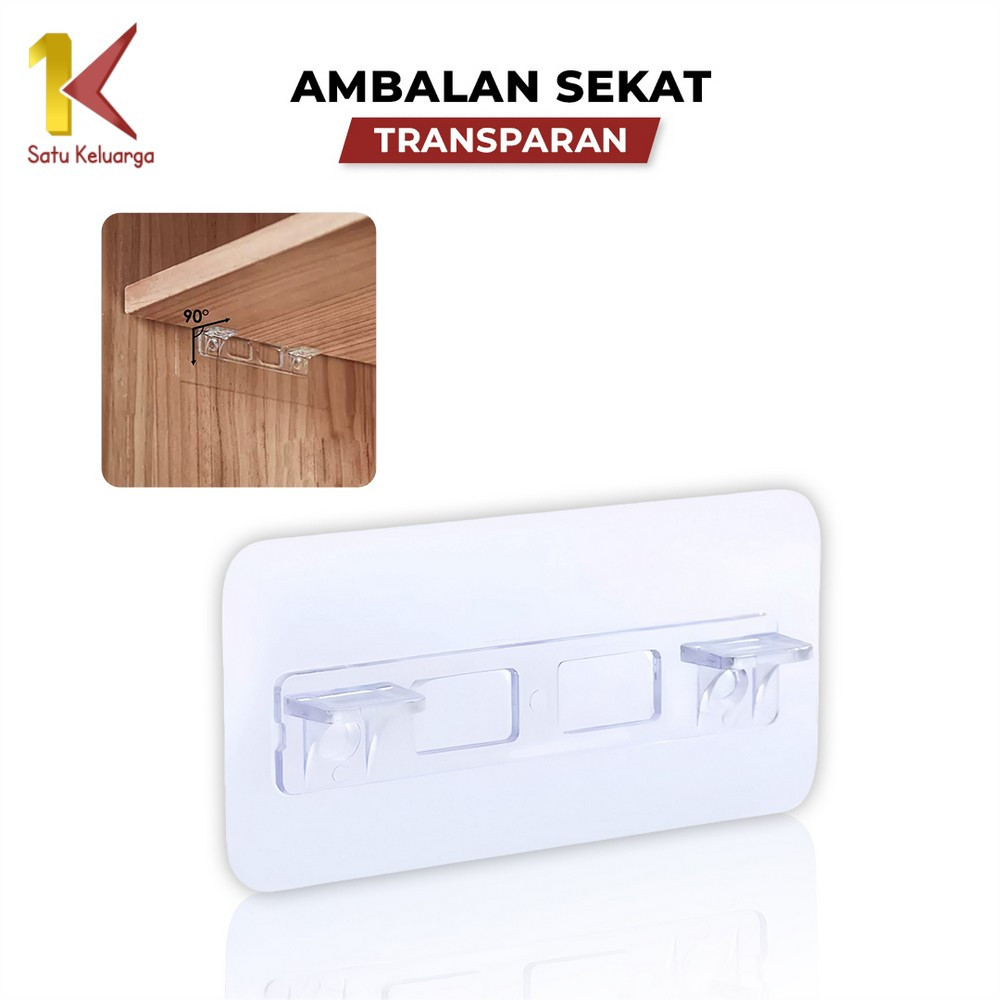 Satu Keluarga Ambalan Sekat Laci Transparan Dua Sisi Penopang C1074 Stiker Penyangga Hook Siku