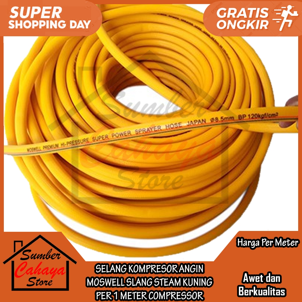 Moswell Selang Air Angin 8.5 MM Per 1 Meter Slang Angen Air Hose Tekanan Tinggi  Komperesor Compreso