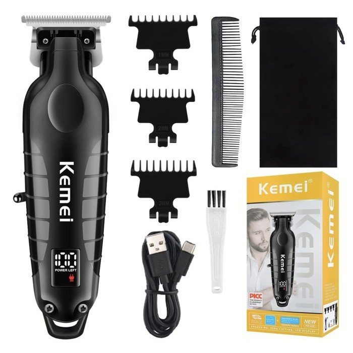 Cukur Rambut KEMEI Alat Cukur Rambut Elektrik Profesional untuk Pria dengan Pisau Tajam