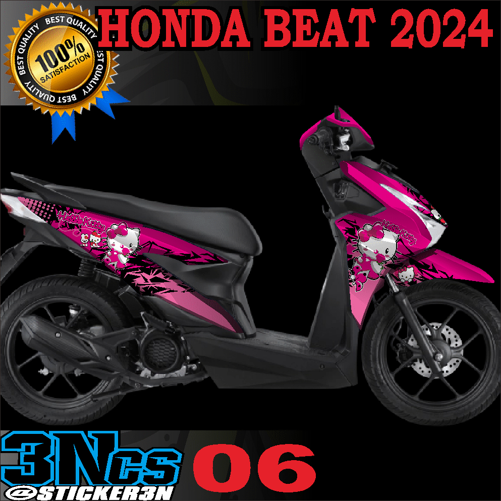 decal honda beat keyless 2024 fullbodi hellokitty, sticker variasi fullbodi hellokitty honda beat ke