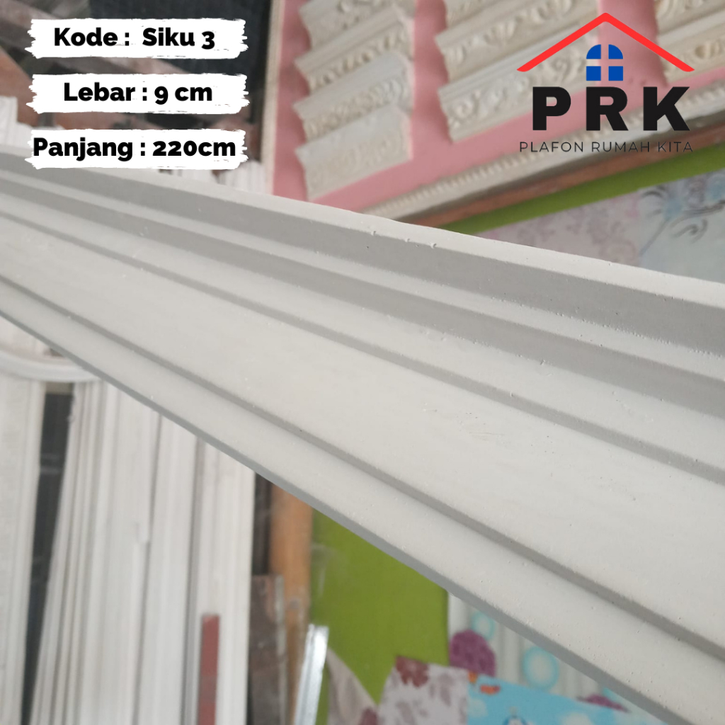 Lis List Gypsum Gipsum Motif (MINIMALIS) Siku3 Polos lebar 9cm Plafon ornament dekoratif untuk Inter