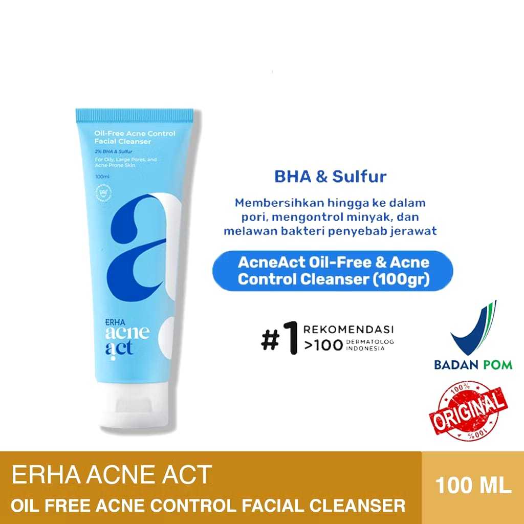 ERHA ACNEACT OIL FREE CONTROL FACIAL WASH 100GR - FACIAL WASH ERHA ORIGINAL 100%